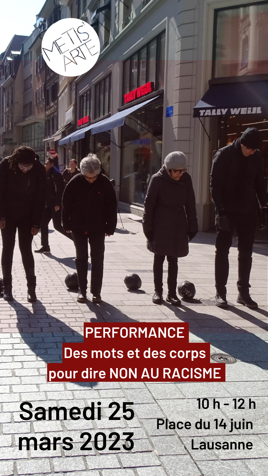 Performance "Victimes du racisme", 2019 à Lausanne